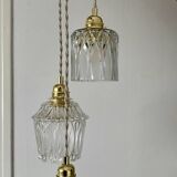 Vintage triple globe pendant light in molded glass