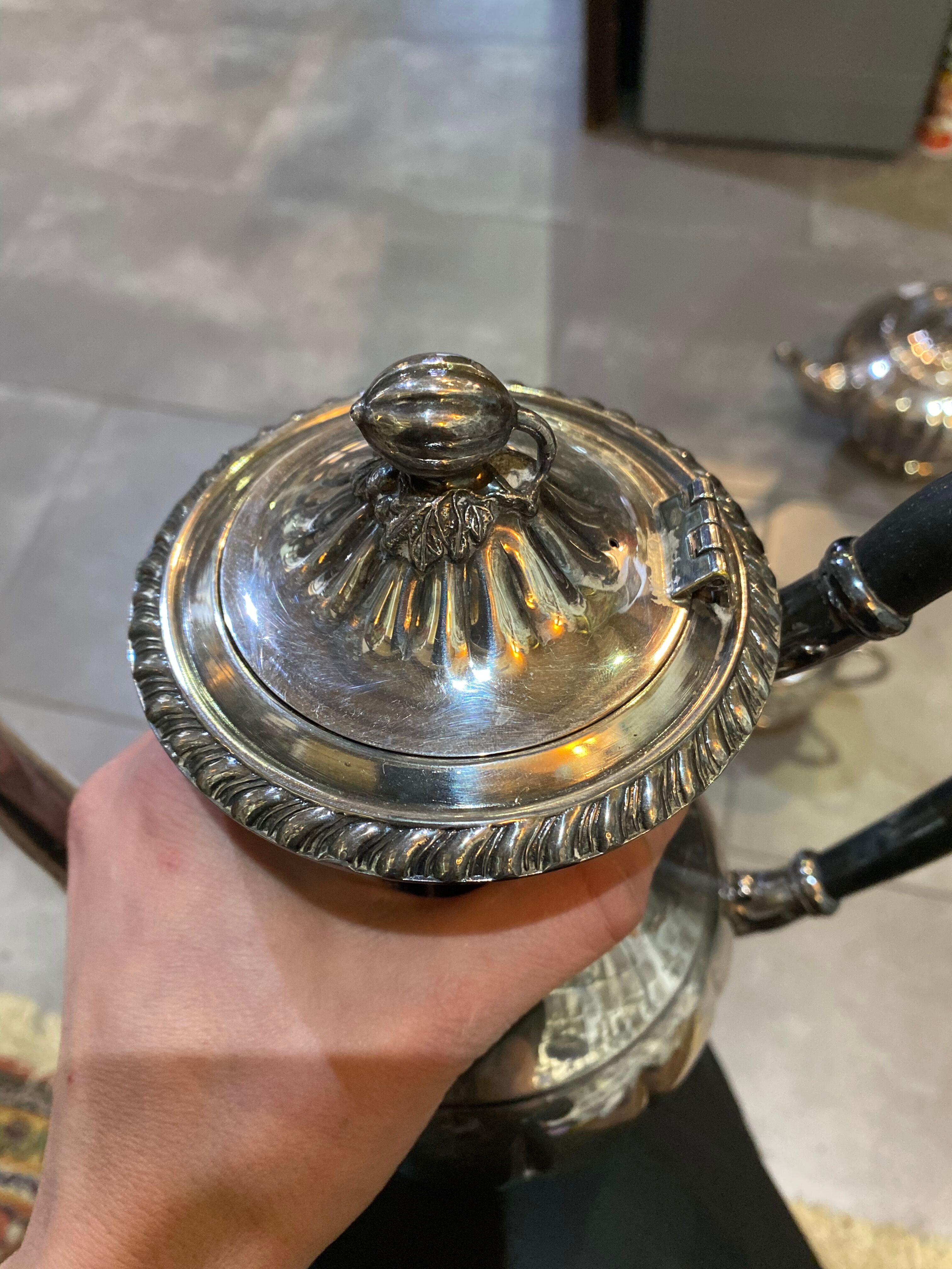 Silver metal tea and coffee set