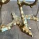 Coffee table model with cranes surrounding a brass bonsai and round glass top by Willy Daro.