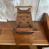 Ancien Pot A Tabac Boite Bois Forme Coffre Moyen Âge Vintage