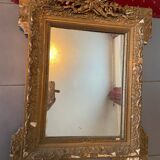 Old gilded mirror with pediment in faisseaux, Napoleon III