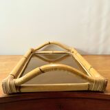 Large vintage tray in bamboo and smoked glass