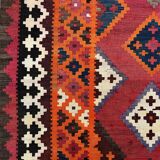 Vintage Persian Qasgai Kilim 270x163 cm Wool Kelim Rug Large Red, Black, Colorful