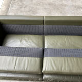 2-seater sofa and 2 armchairs set Pfister for Knoll khaki leather