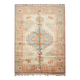 Handmade Rustic Vintage Turkish Rug, Beige & Blue Geometric Rug 220x145 cm