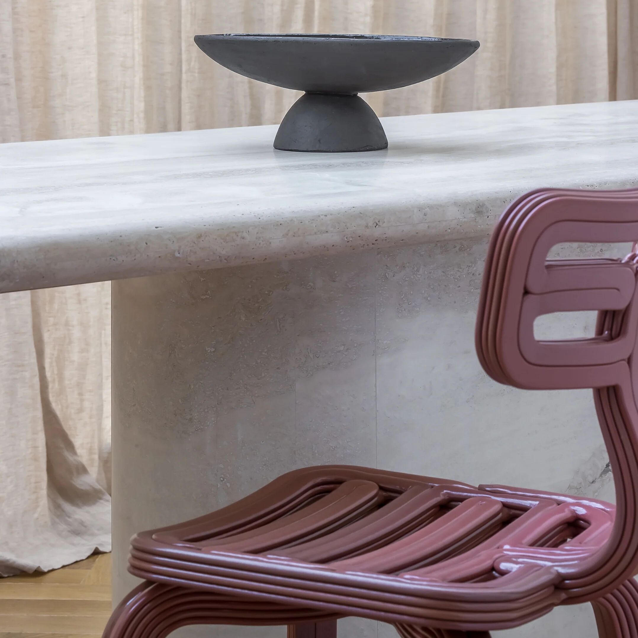 Large Thick Rectangle Travertine Dining Table by My Habitat Design