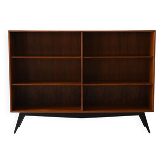 Vintage Scandinavian Teak Bookcase with Black Tapered Legs
