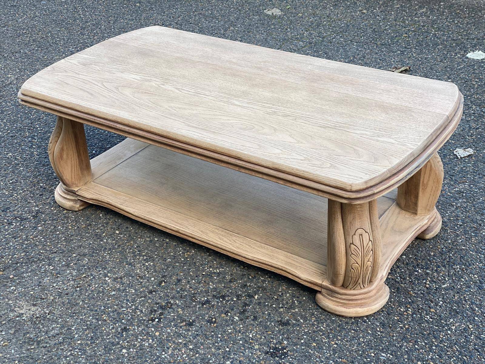 Art Deco coffee table in renovated solid oak wood