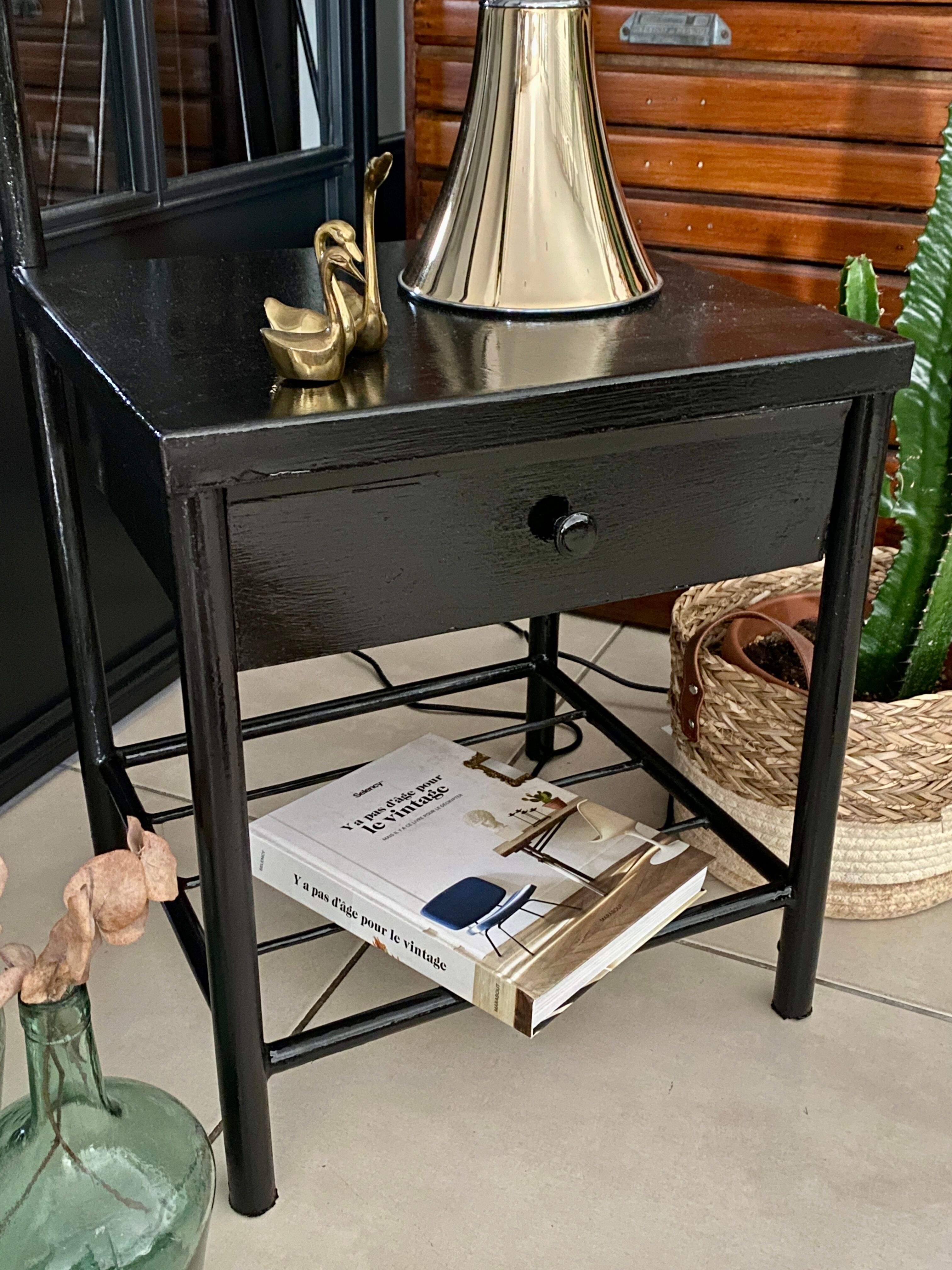 Vintage boarding school bedside table