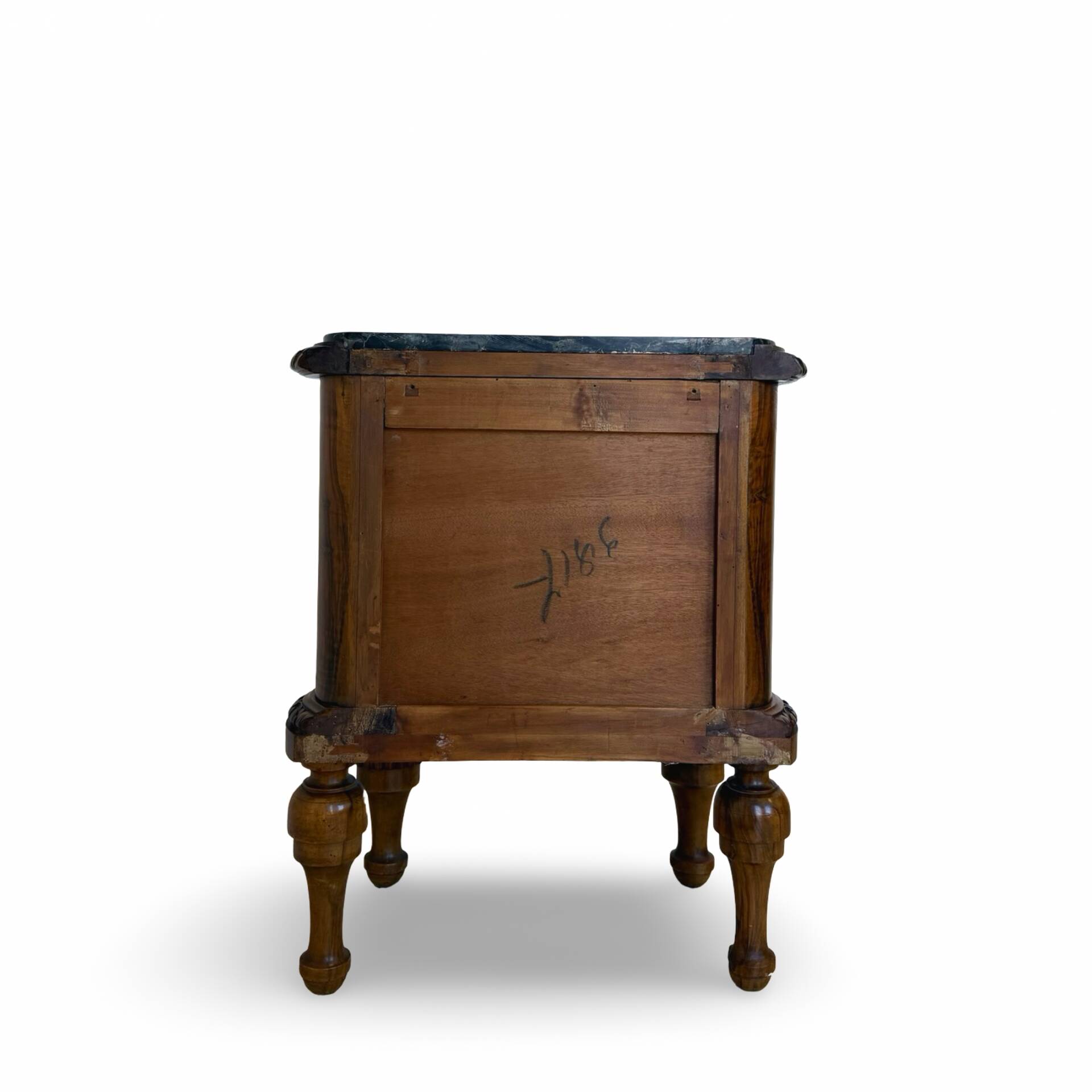 art deco walnut serpentine nightstands, 1920s