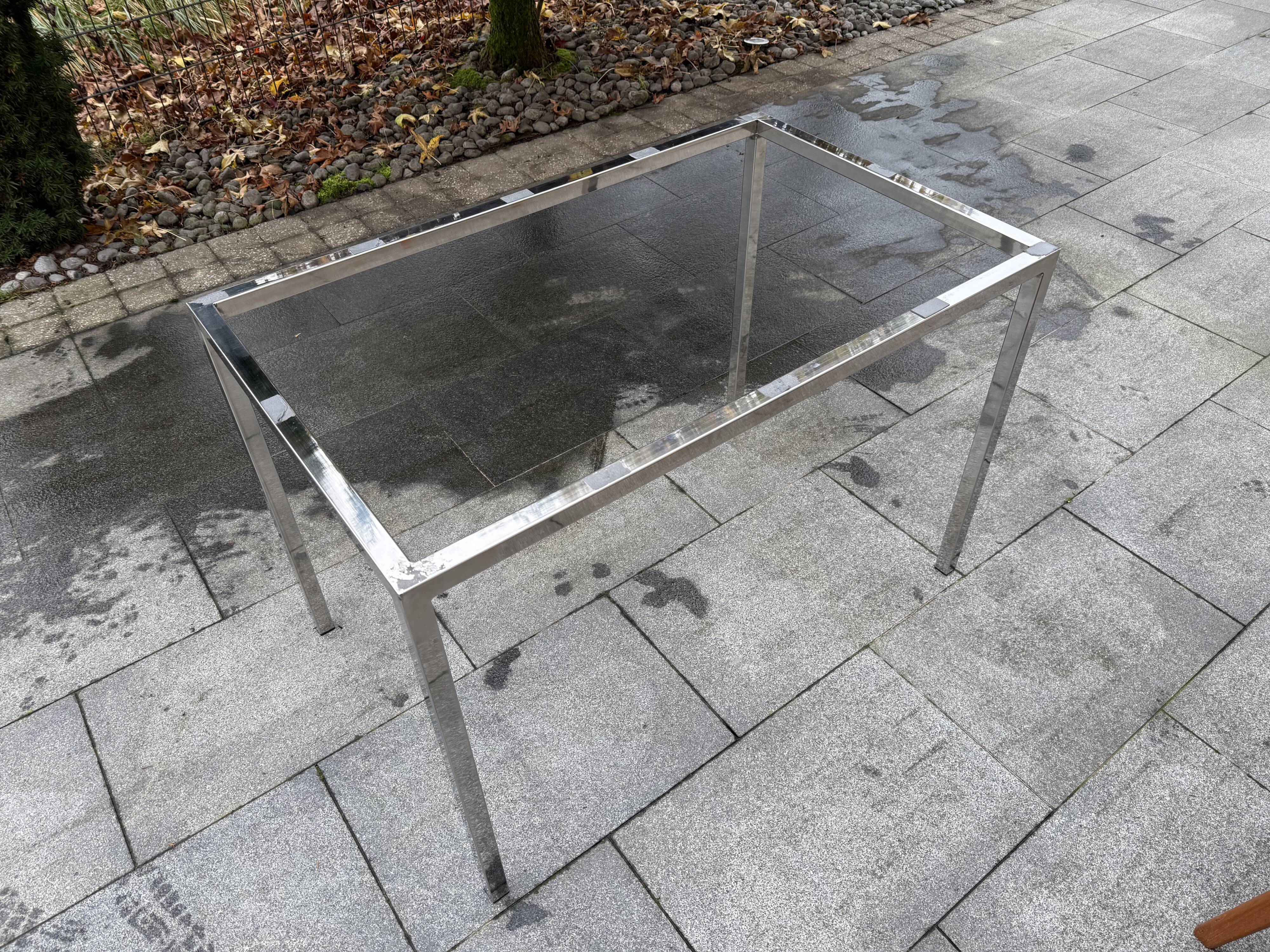 1970s chrome marble dining table