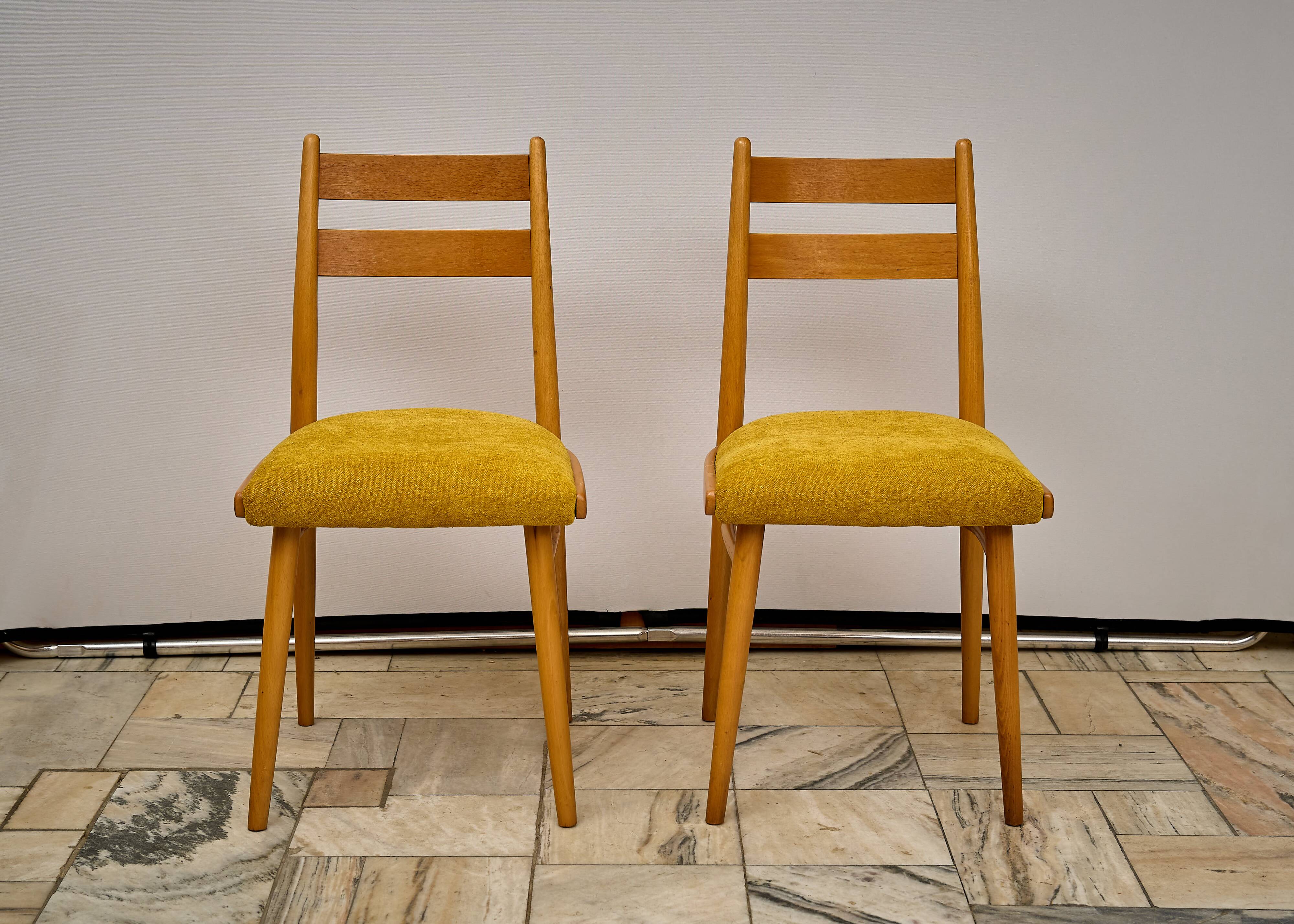 Vintage beech dining chairs - set of 4