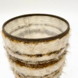 Lampe en bois avec abat-jour en laine et plastique années 70