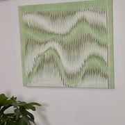 Textured wave effect painting by pleating in light green color. Contemporary. Ref Riviera