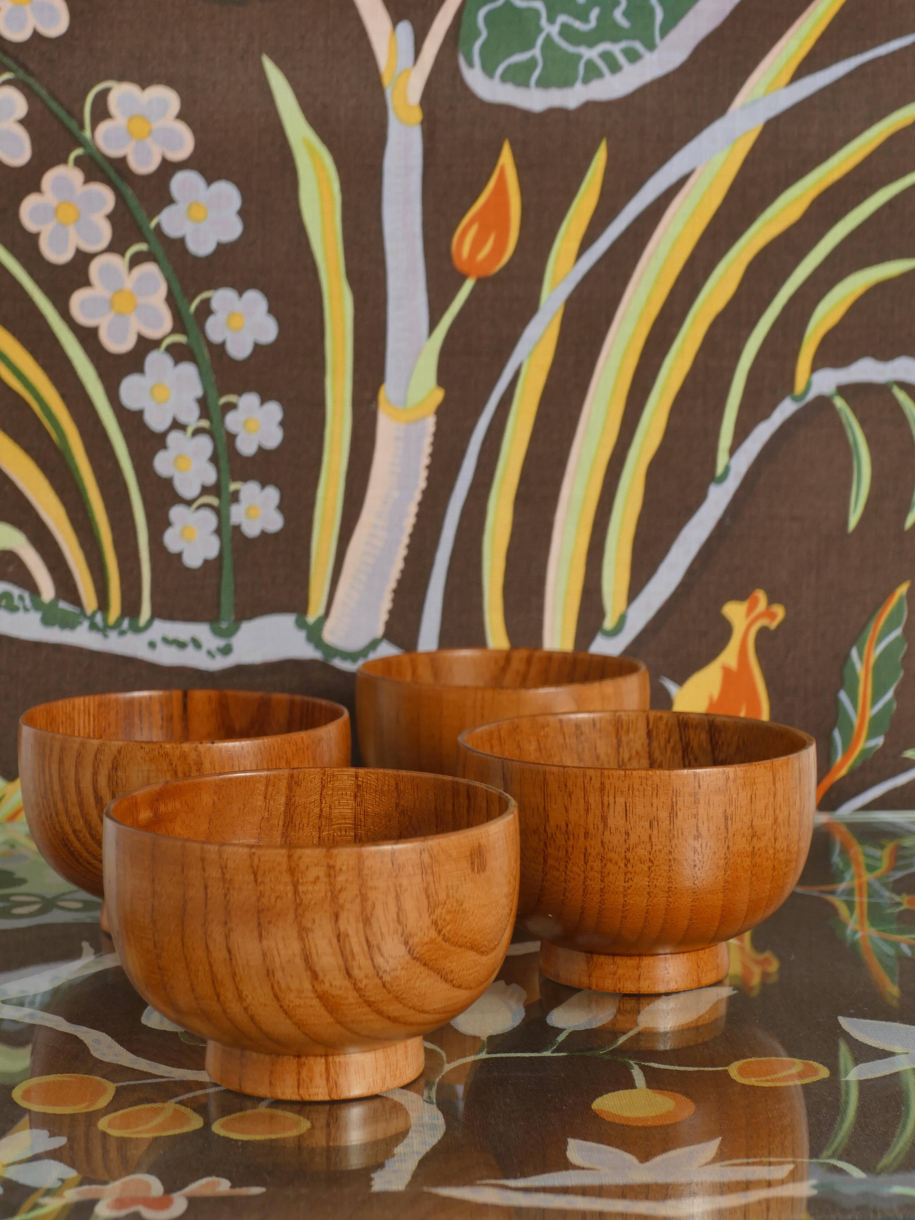 Mid-Century Modern Teak Wood Bowls, Sweden, Set of 4