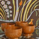 Mid-Century Modern Teak Wood Bowls, Sweden, Set of 4