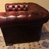 Chesterfield armchair burgundy leather