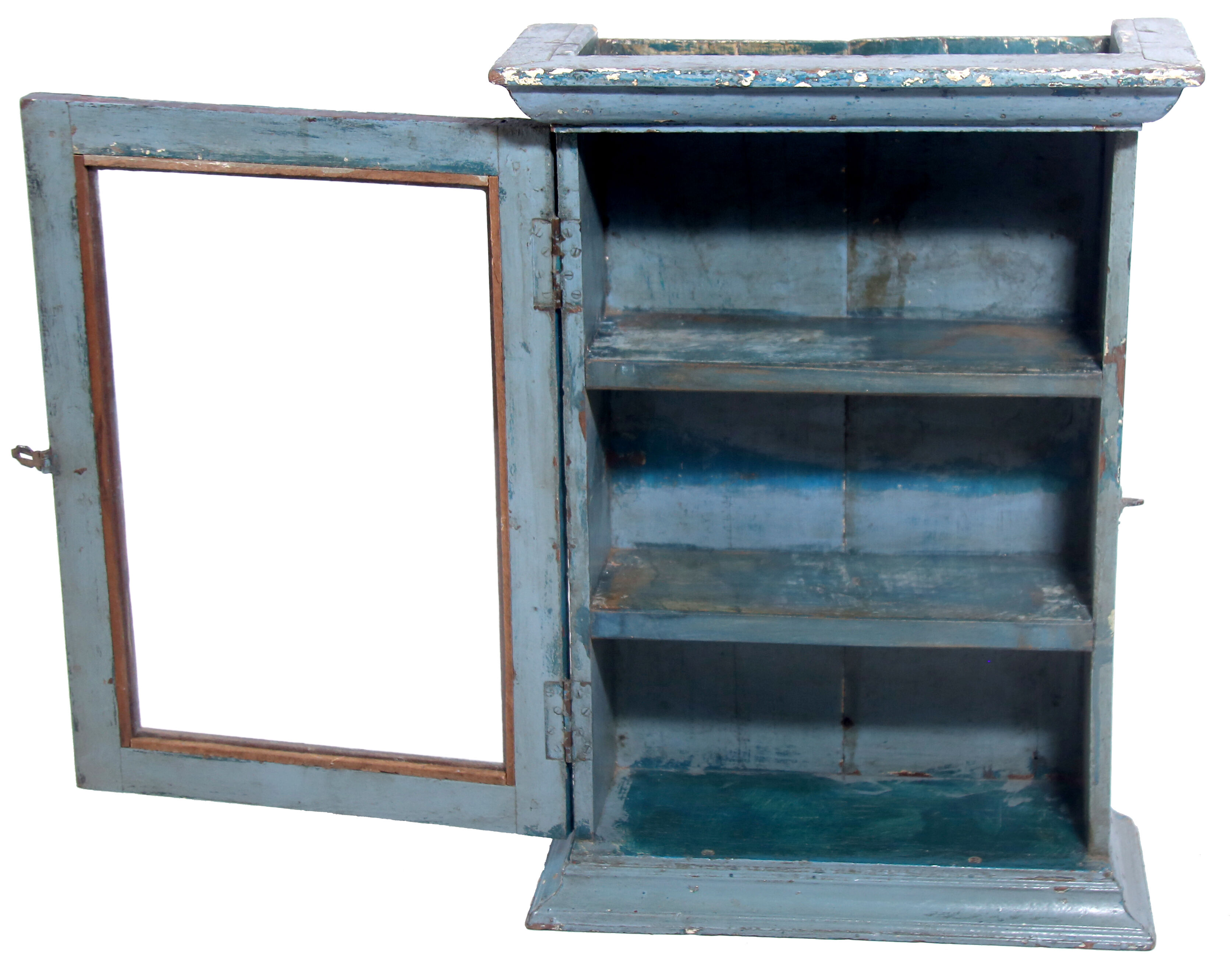 Etagère vitrine murale en teck birman ancien