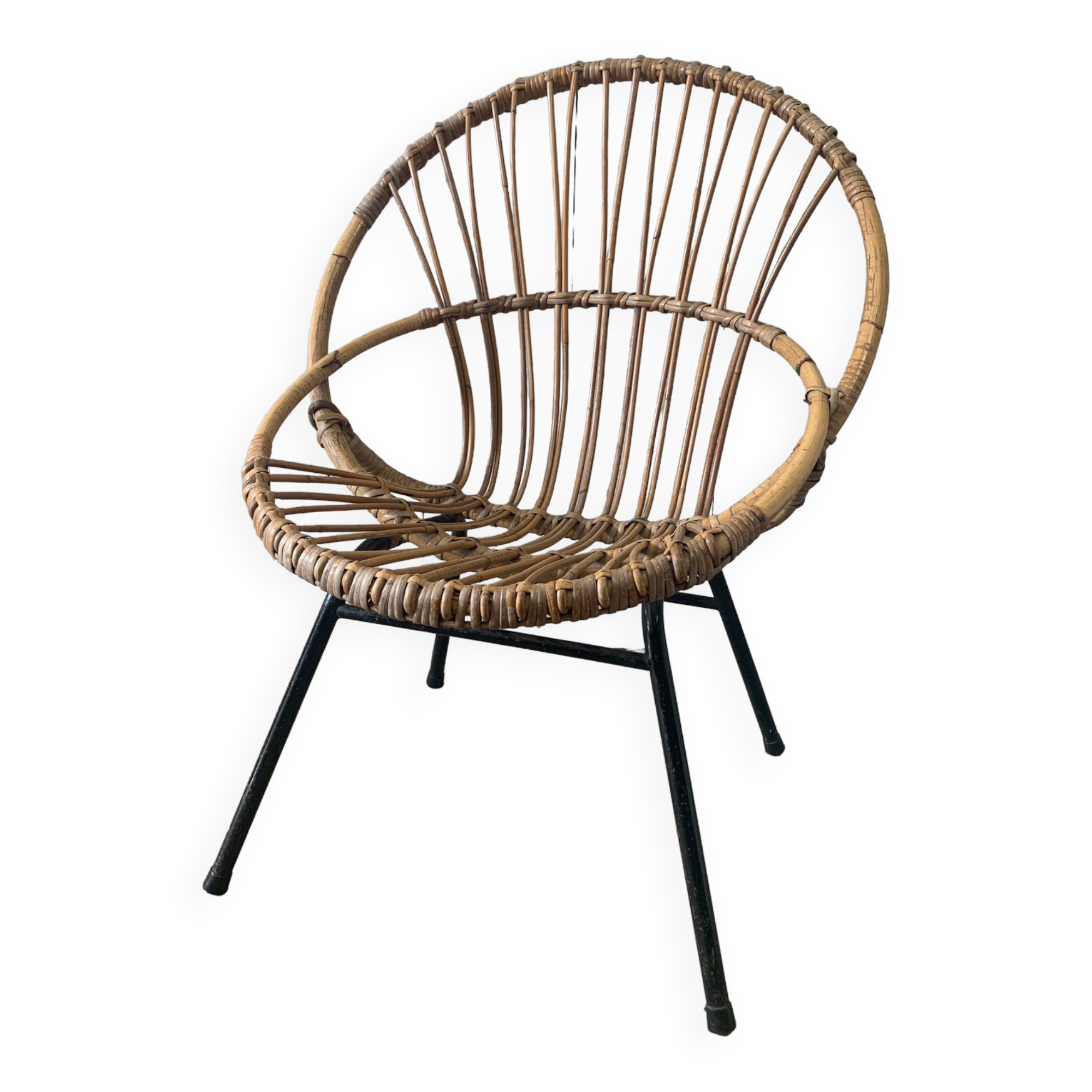 Fauteuil en rotin vintage