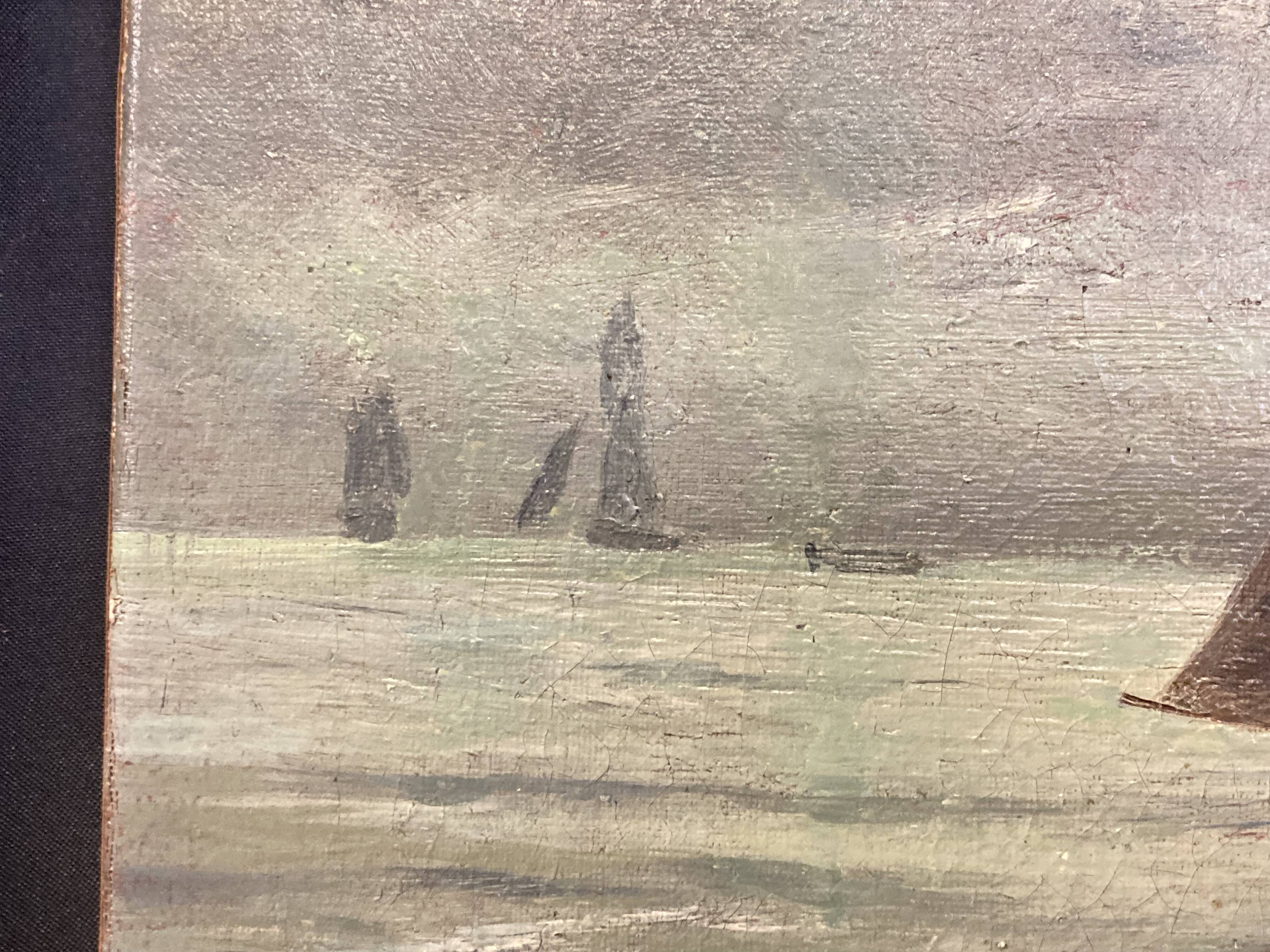 Huile sur toile, Le Vieux Gréement, Marine signée et datée