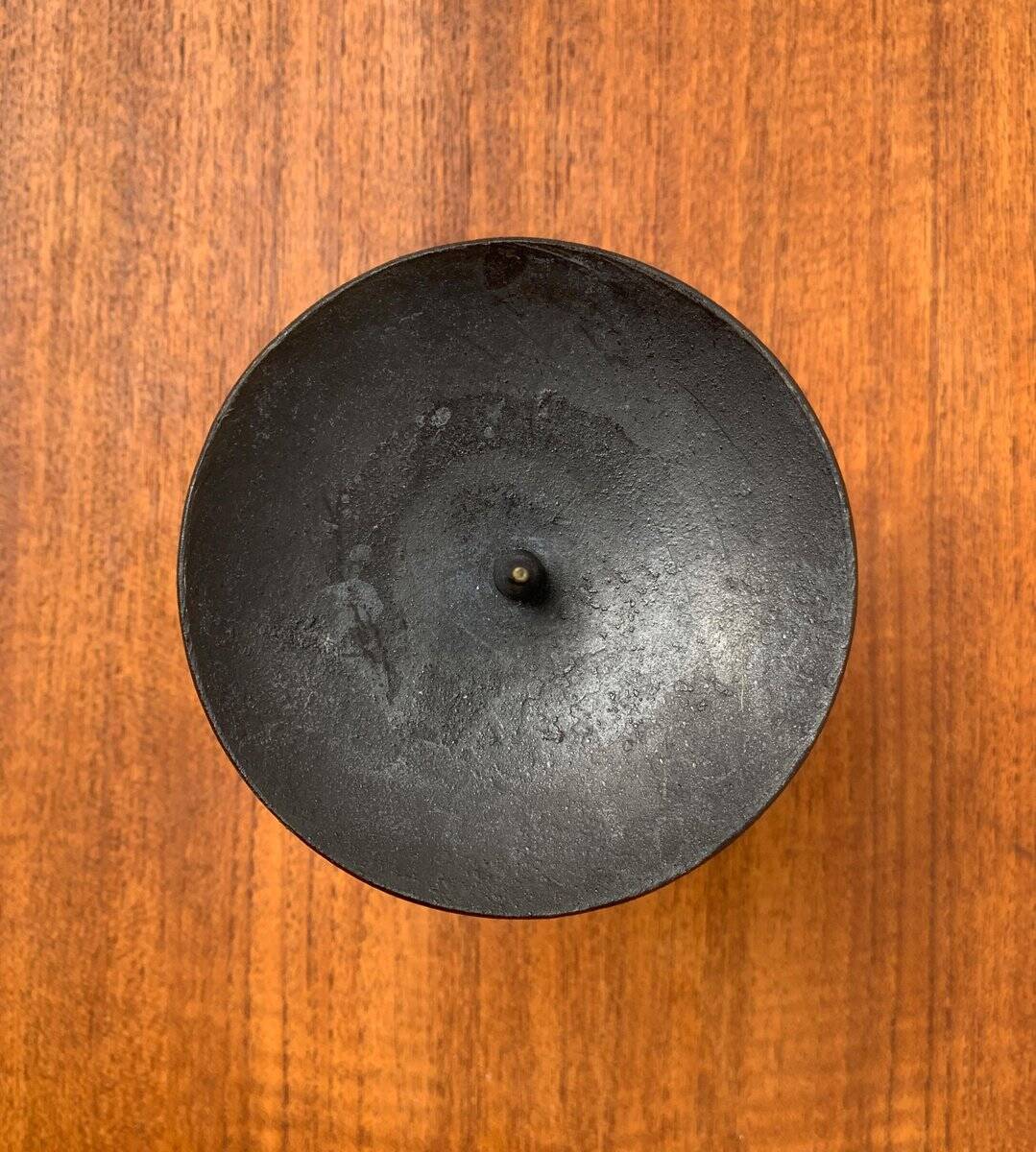 Brutalist wrought iron candlestick from the mid-century.