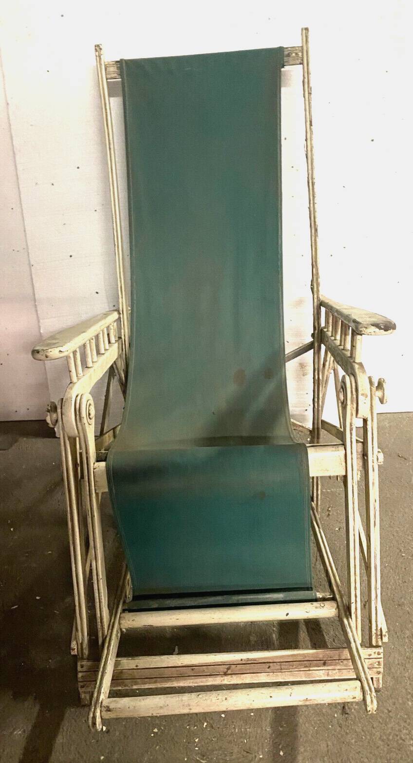 Pair of old 20th century lacquered wood deckchairs