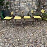 Chaises Formica jaune  pieds compas 1950