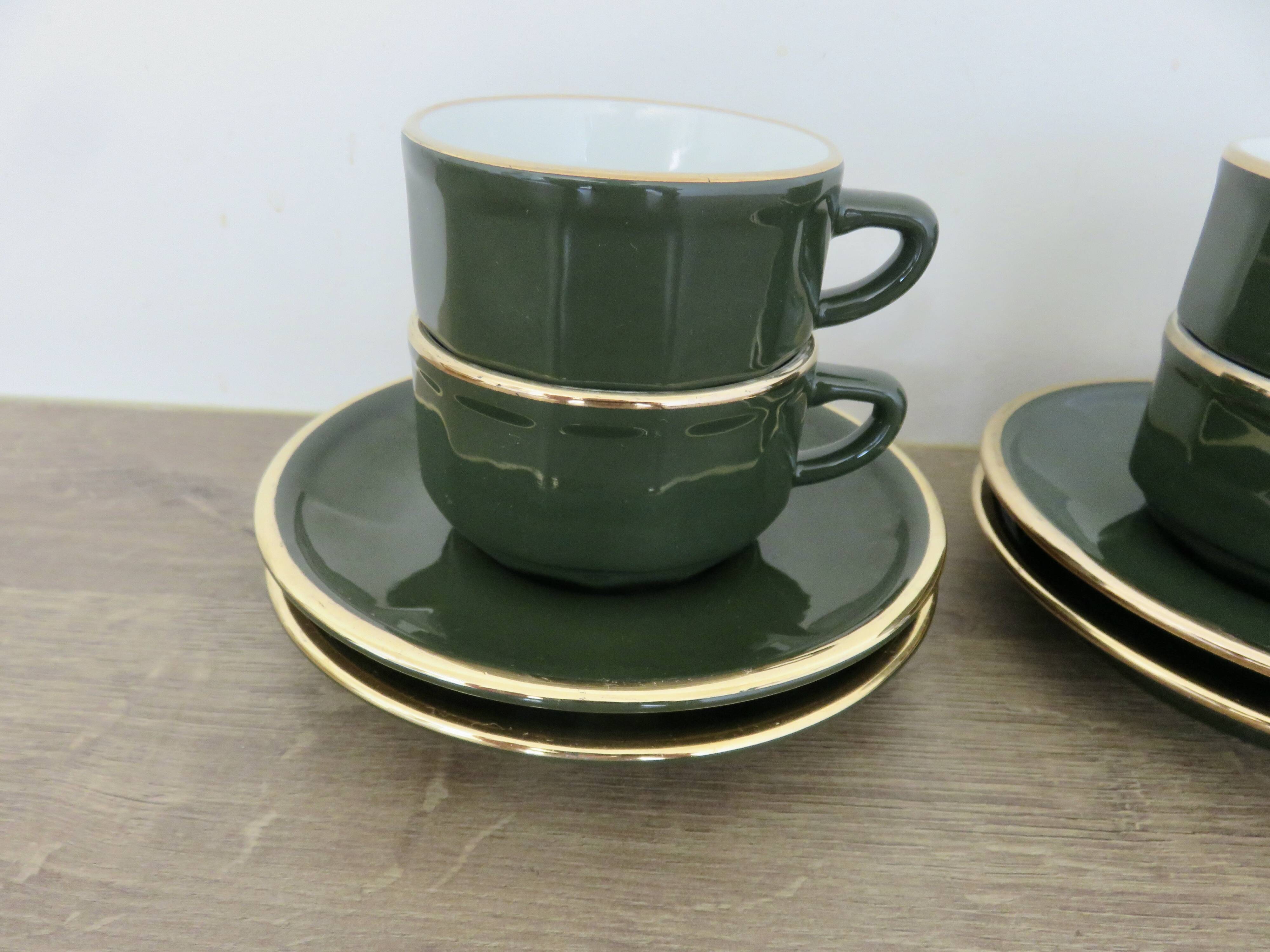 Apilco, set of 2 cups and saucers, Parisian bistros