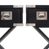 Set de 2 tables d'appoint noires en bois 1980s