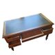 Antique flat desk in oak and black leather, Louis-Philippe style.