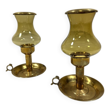 Peter Jensen Copenhagen brass candle holders Denmark 1960’s