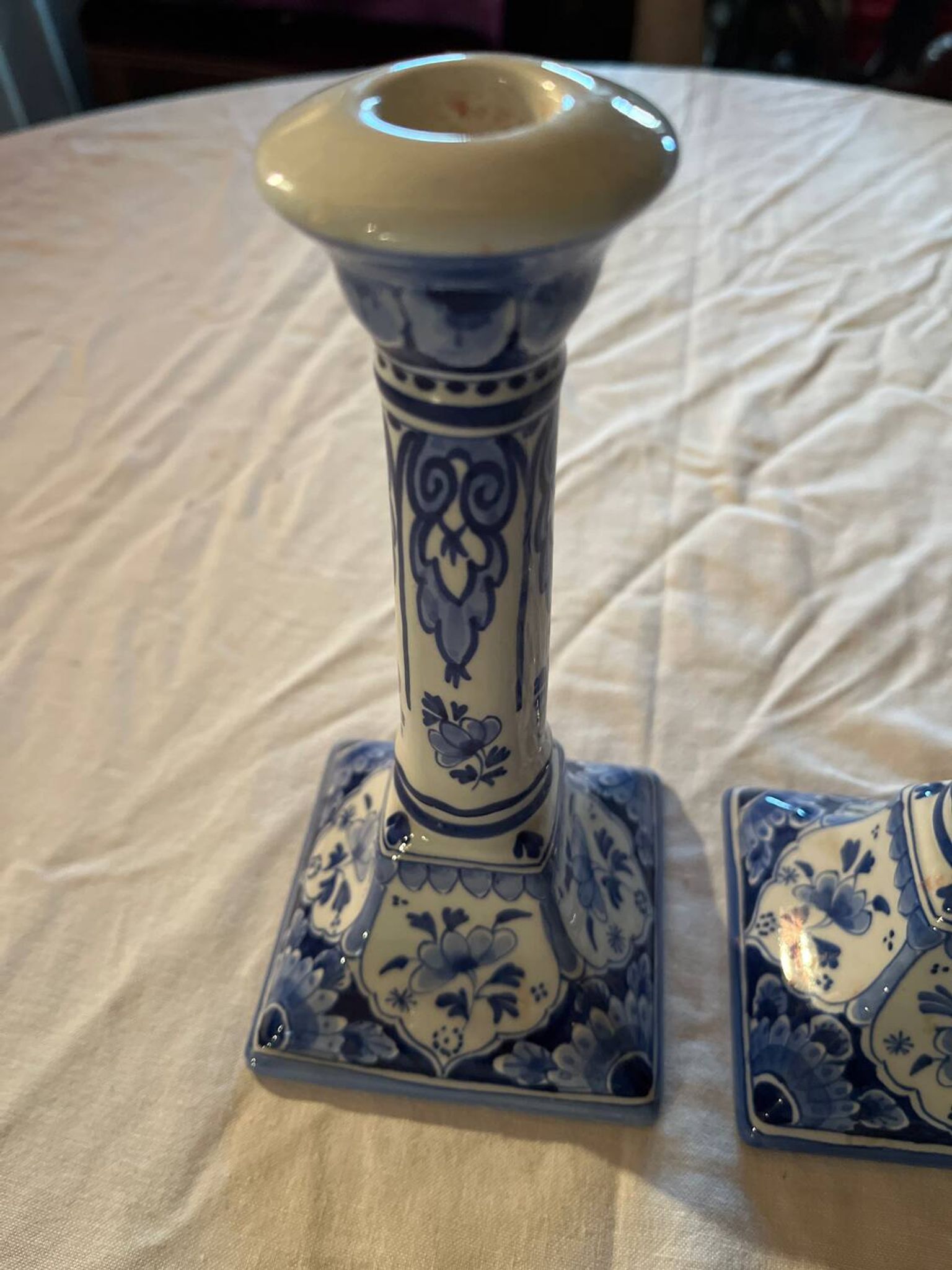 2 bougeoirs en faïence de Delft Hollande 1988
