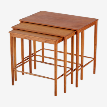 Set of three teak nesting tables by Kai Winding for Poul Jeppesens