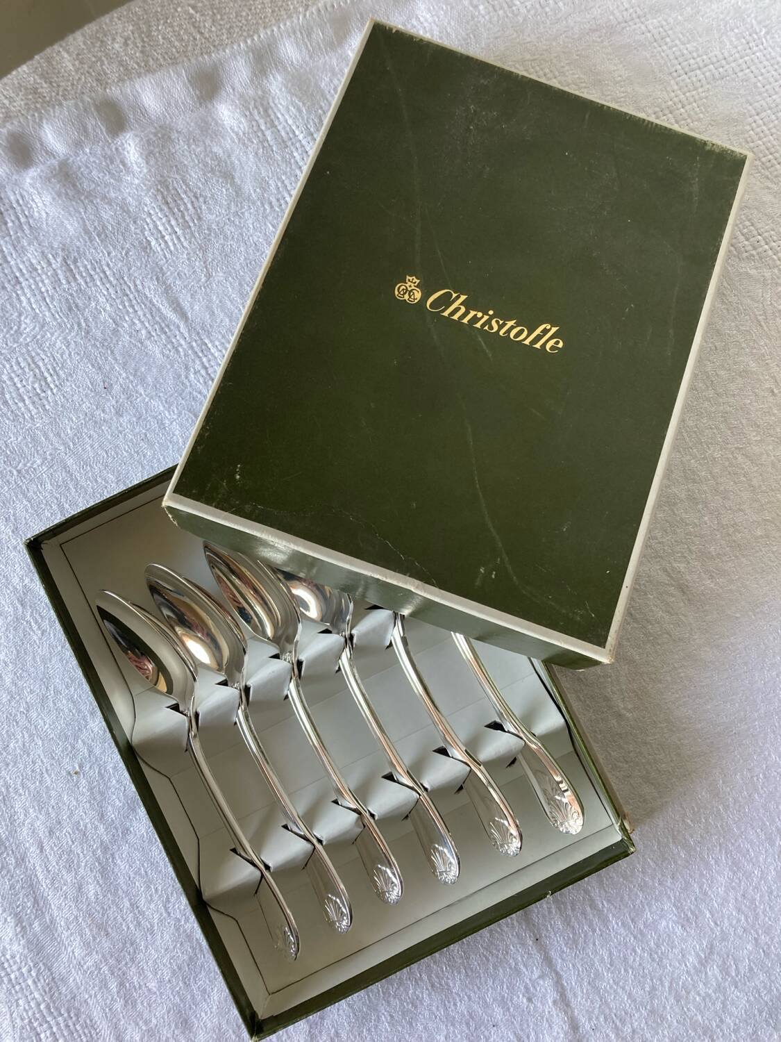 6 small Alfenide/Christofle dessert spoons