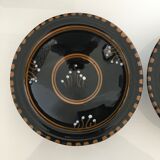 Set 3 plats creux noirs décorés