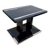 Table d'appoint Art Déco Bauhaus en laque noire et chrome, Autriche, années 1920.