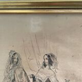 2 frames with old engravings “journal des demoiselles”