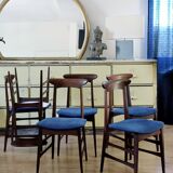 1960s Italian teak chairs in blue