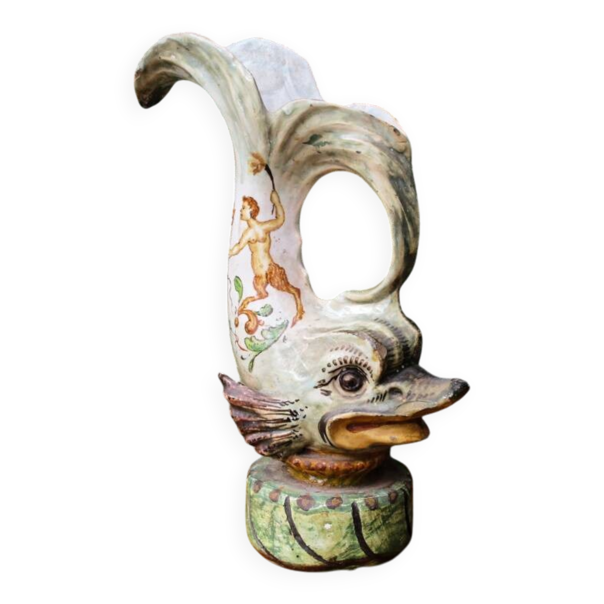 Dolphin ewer, 19th century, Renaissance style, Molaroni Pesaro