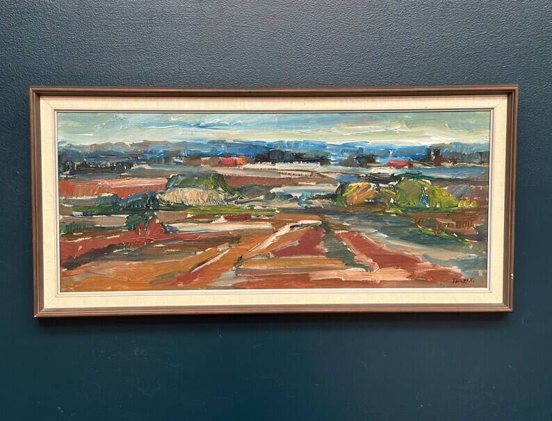 Original Swedish Oil on Canvas – “Landscape” by Jerzy Luczak‑Szewczyk (1923–1975)
