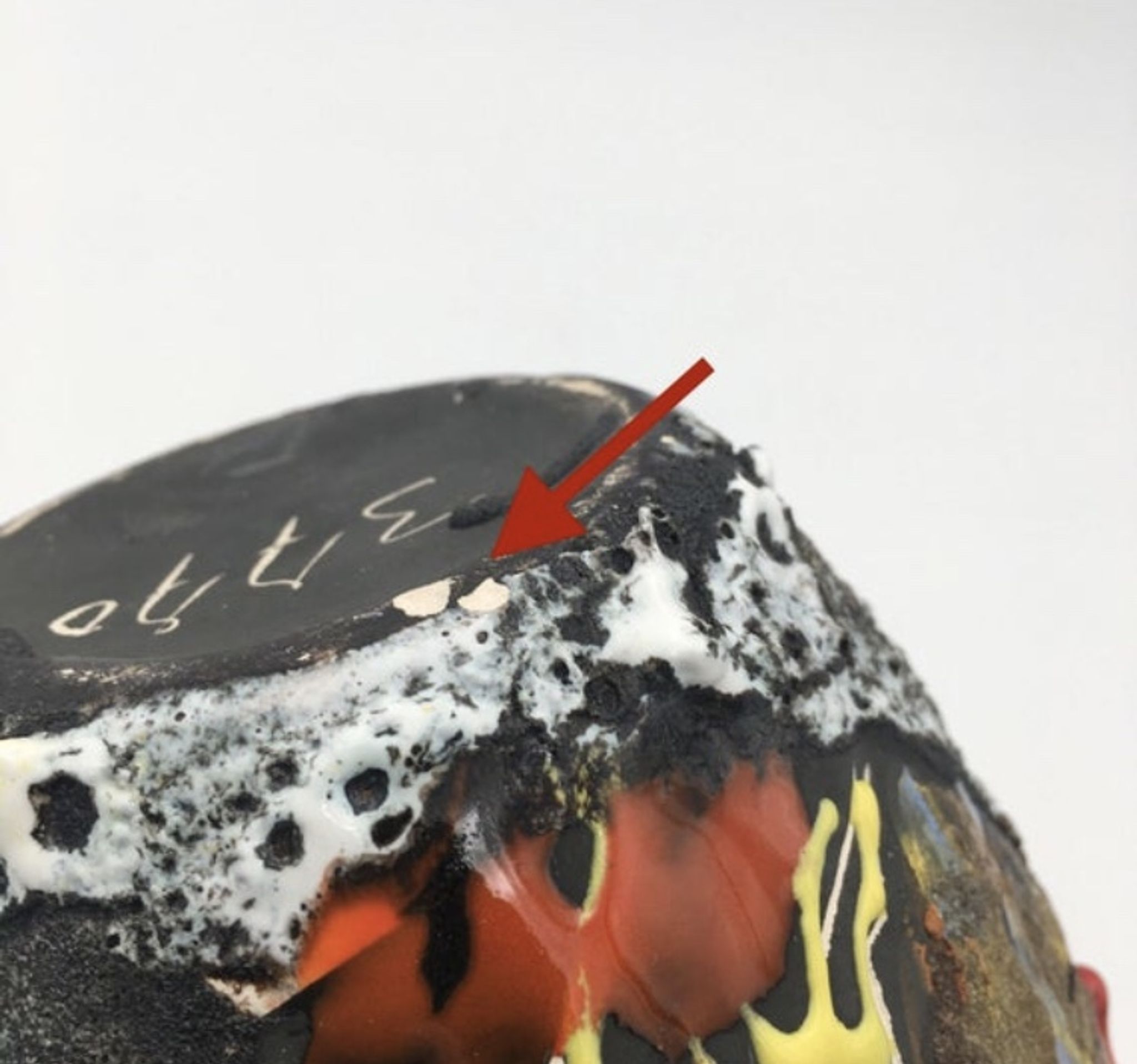 Enamelled ceramic vase Fat Lava, signed Pugi, numbered, circa 1950/1960