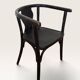 Curved black lacquered wooden armchair in Thonet style