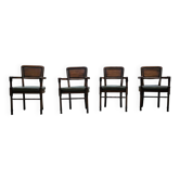 4 chaises de salle à manger anglaises RAC Royal / coussins en cuir vert