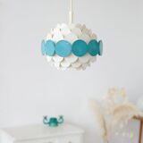 Vintage pendant lamp in white and green metal