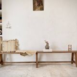 Large antique farmhouse bench 252 cm raw wood patinated