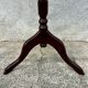 Small antique wooden and leather pedestal table, vintage wine side table