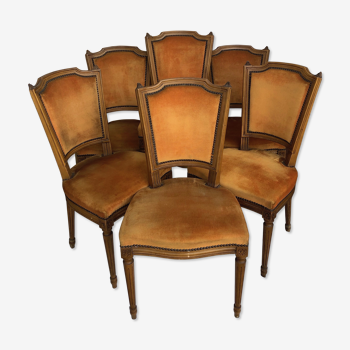 Suite of 6 chairs Louis XVI style wooden