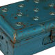 Indian travel trunk blue metal Victorian era