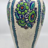 Charles Catteau vase, Kéramis Boch in tall ceramic Belgium Art Deco 1925