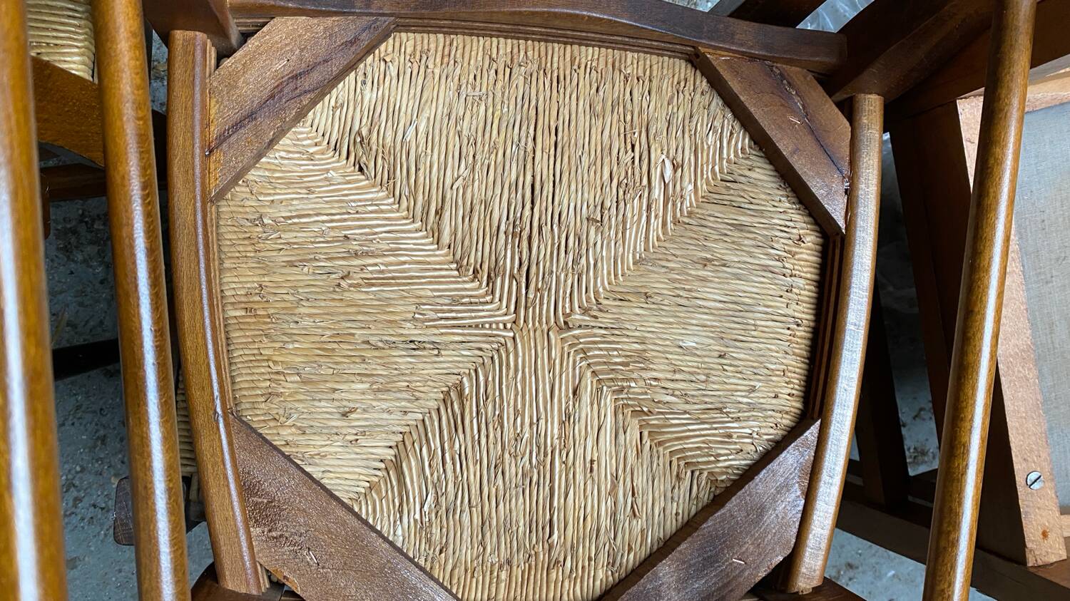 Ensemble de 6 chaises paillées vintage